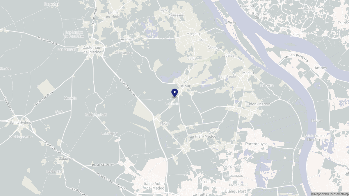 Aperçu cartographique de Arsac, centré sur la commune