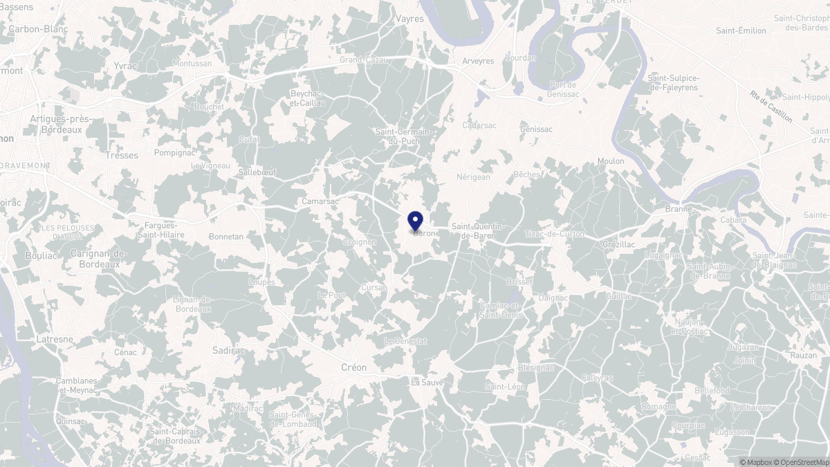 Aperçu cartographique de Baron, centré sur la commune