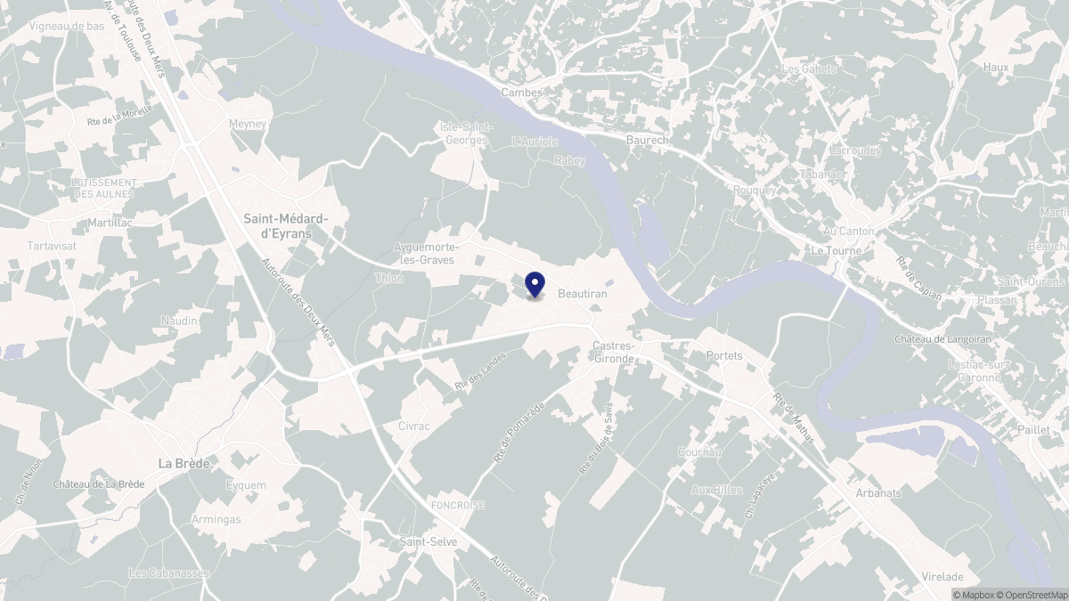 Aperçu cartographique de Beautiran, centré sur la commune