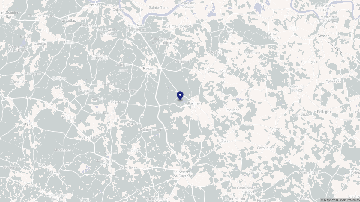 Aperçu cartographique de Blasimon, centré sur la commune