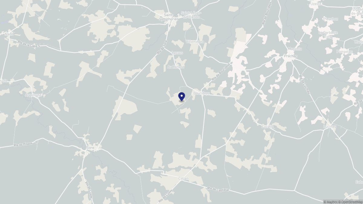 Aperçu cartographique de Bourideys, centré sur la commune