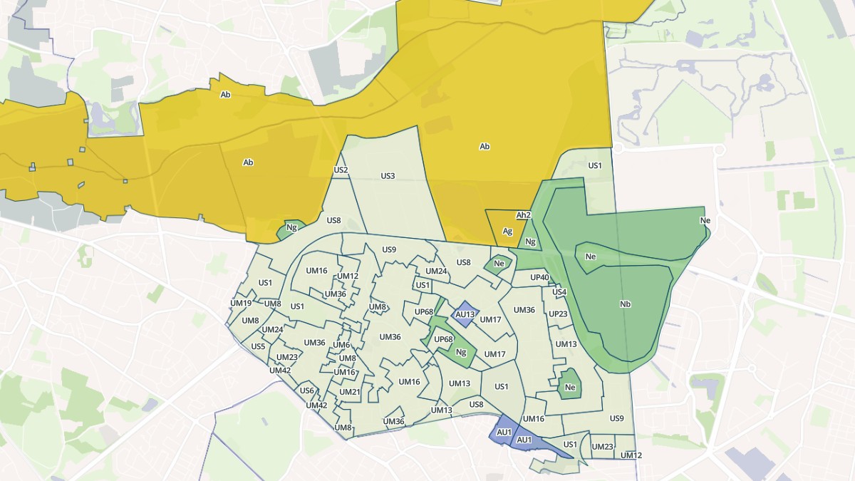 Aperçu cartographique de Bruges, centré sur la commune