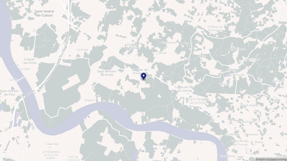 Aperçu cartographique de Cadillac-en-Fronsadais, centré sur la commune