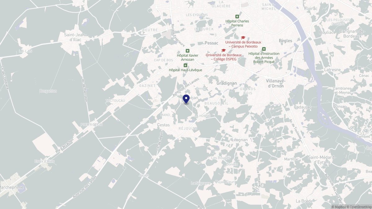 Aperçu cartographique de Canéjan, centré sur la commune