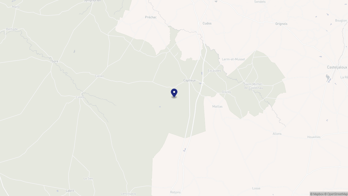 Aperçu cartographique de Captieux, centré sur la commune