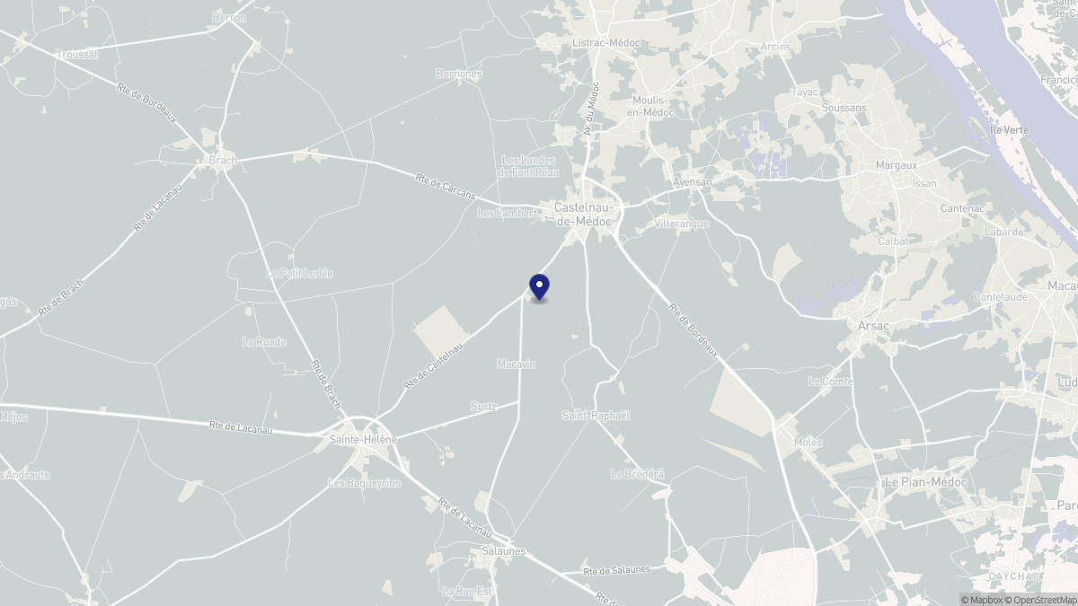 Aperçu cartographique de Castelnau-de-Médoc, centré sur la commune