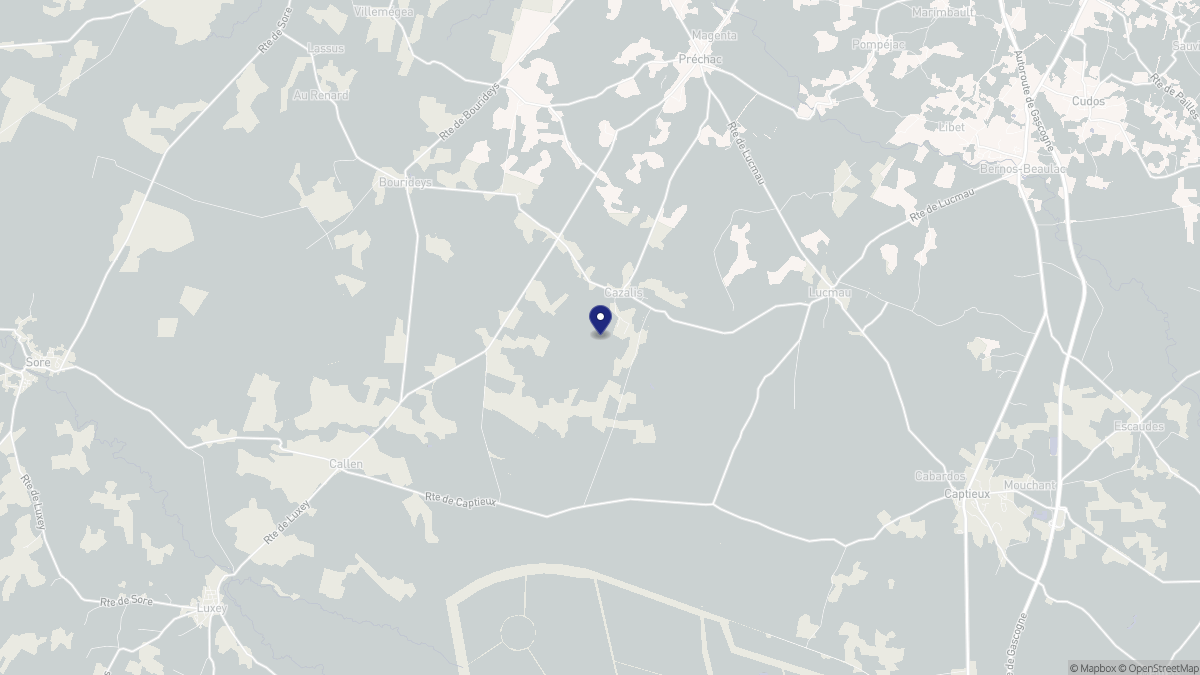 Aperçu cartographique de Cazalis, centré sur la commune