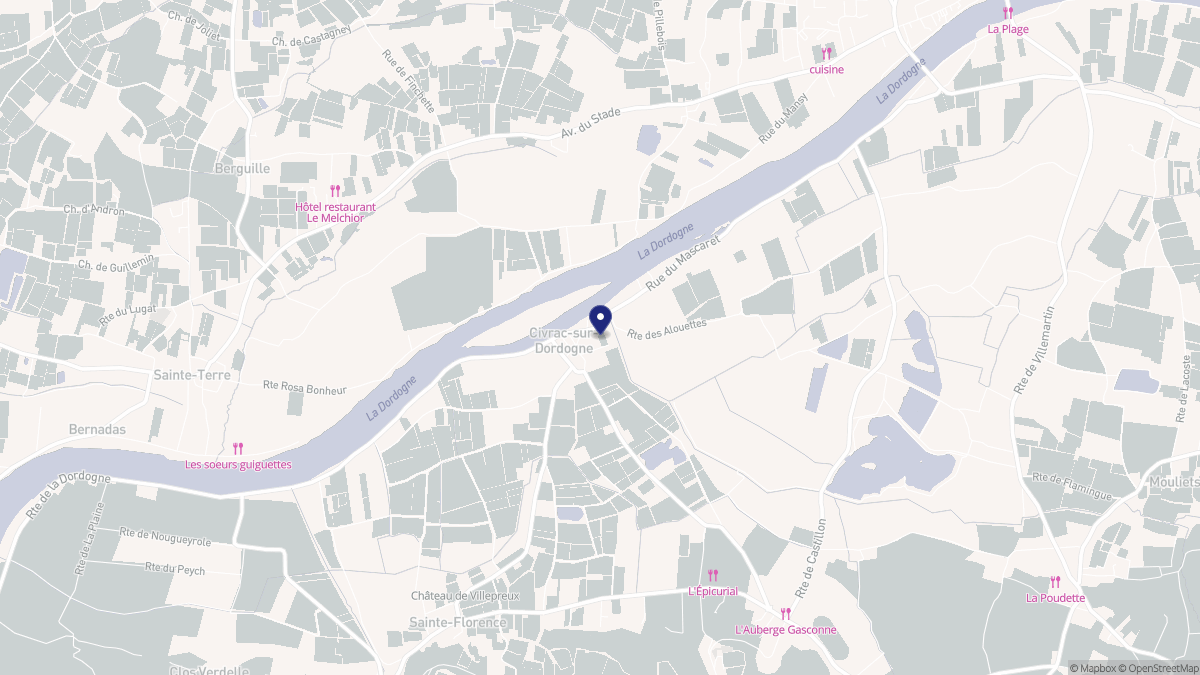 Aperçu cartographique de Civrac-sur-Dordogne, centré sur la commune