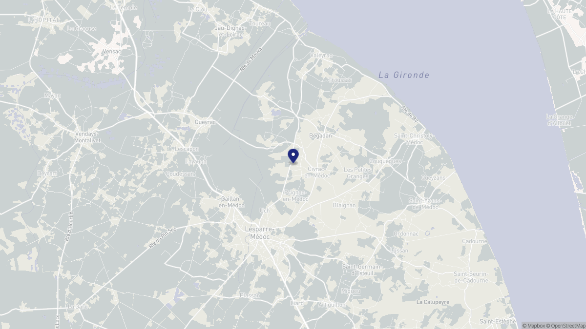 Aperçu cartographique de Civrac-en-Médoc, centré sur la commune