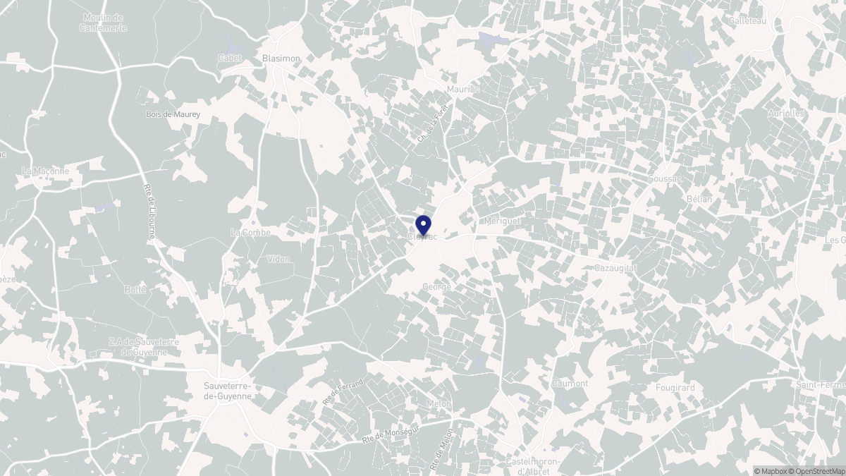 Aperçu cartographique de Cleyrac, centré sur la commune