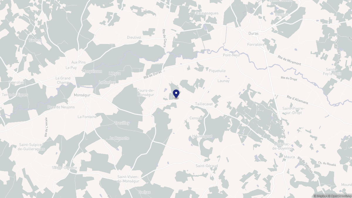 Aperçu cartographique de Cours-de-Monségur, centré sur la commune