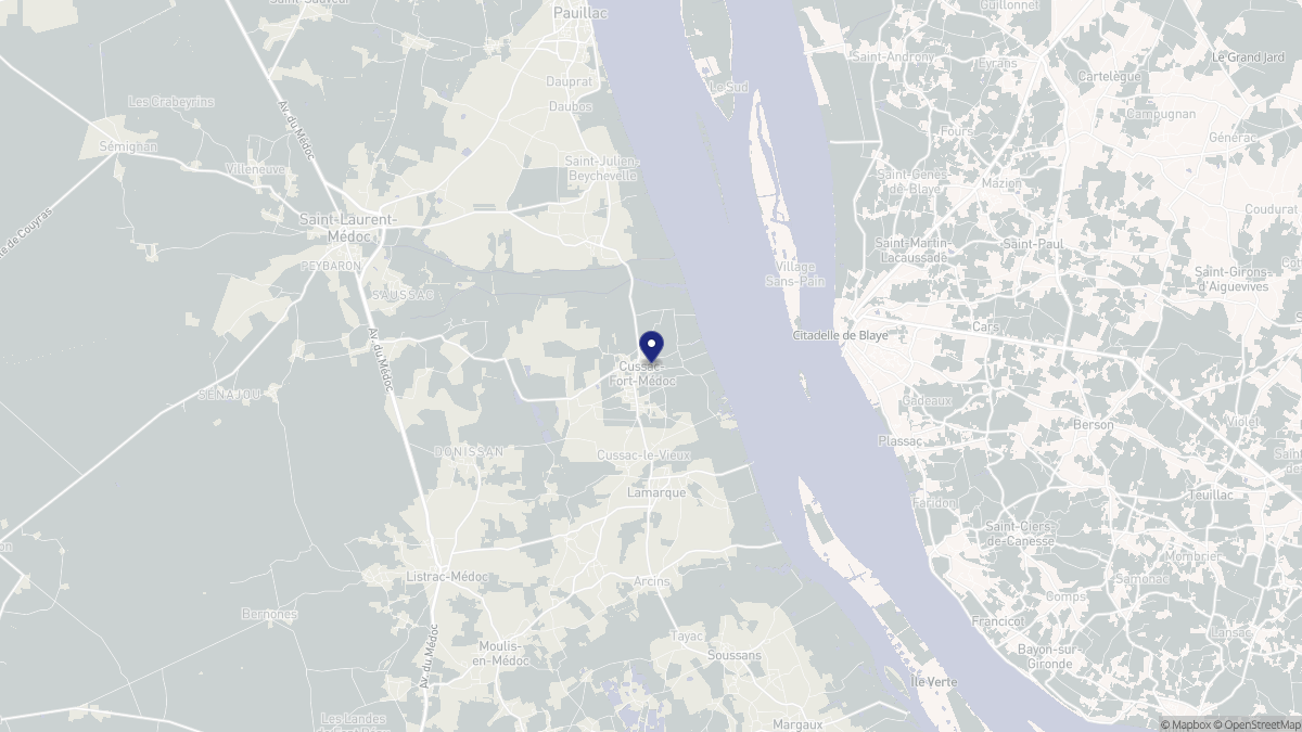 Aperçu cartographique de Cussac-Fort-Médoc, centré sur la commune