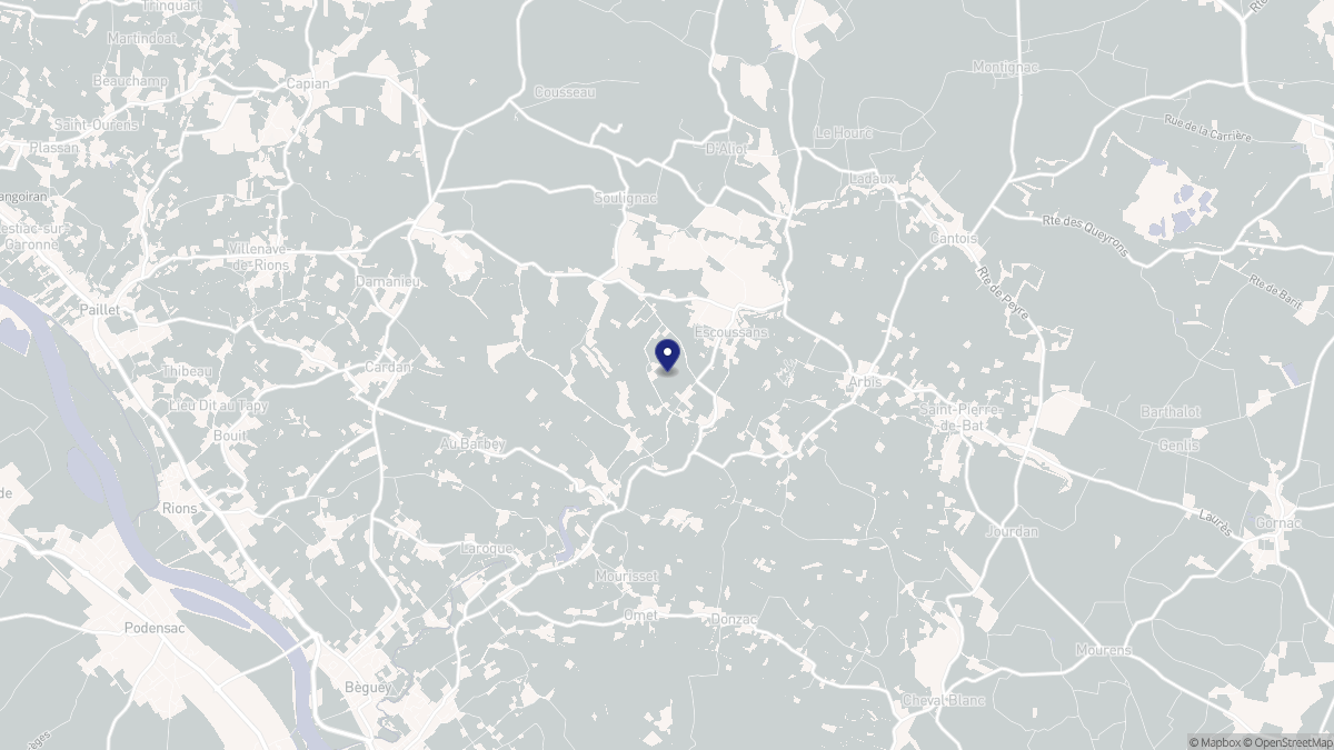 Aperçu cartographique de Escoussans, centré sur la commune