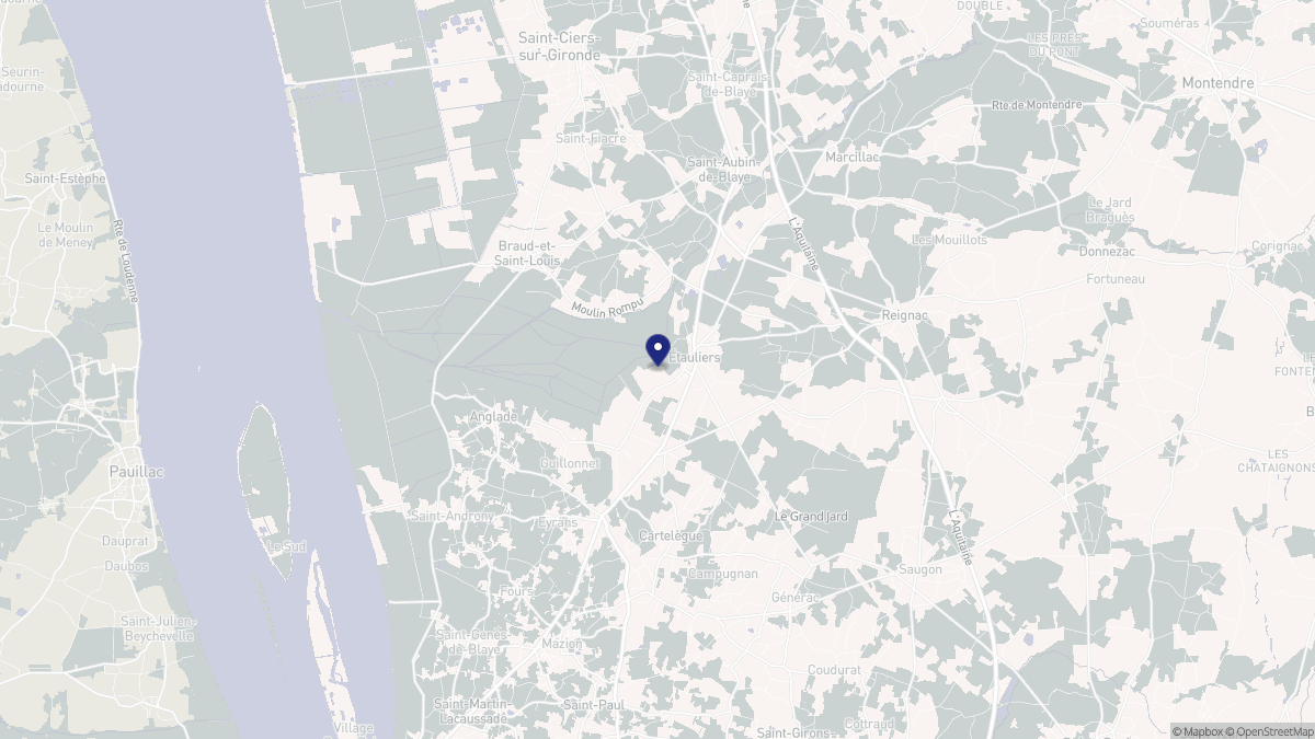 Aperçu cartographique de Étauliers, centré sur la commune