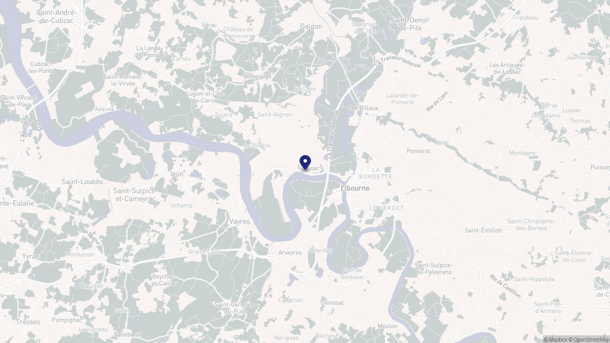 Aperçu cartographique de Fronsac, centré sur la commune