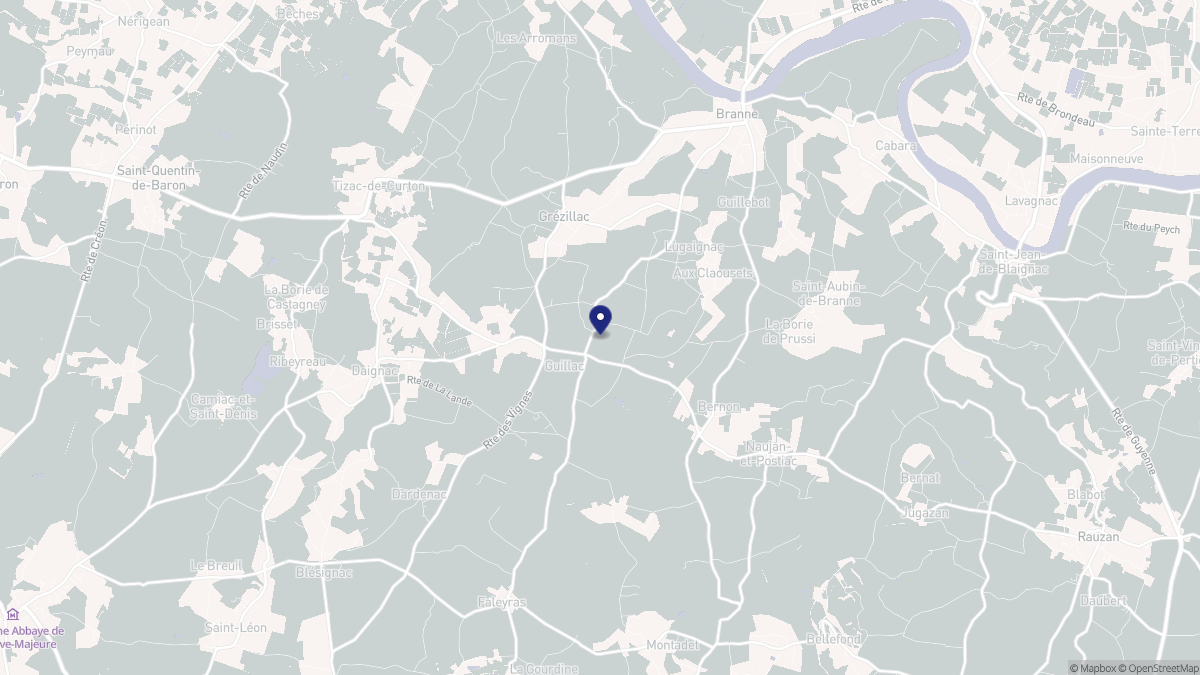 Aperçu cartographique de Guillac, centré sur la commune