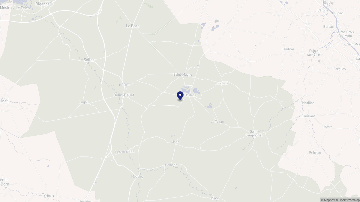 Aperçu cartographique de Hostens, centré sur la commune