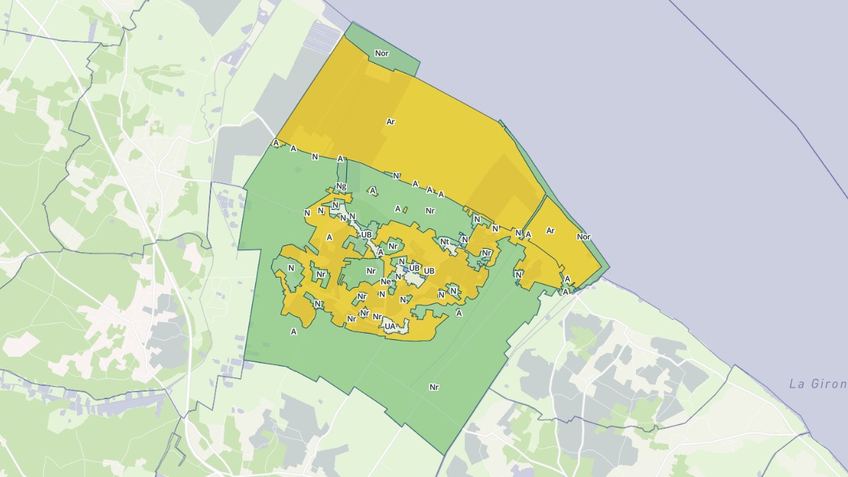 Aperçu cartographique de Jau-Dignac-et-Loirac, centré sur la commune