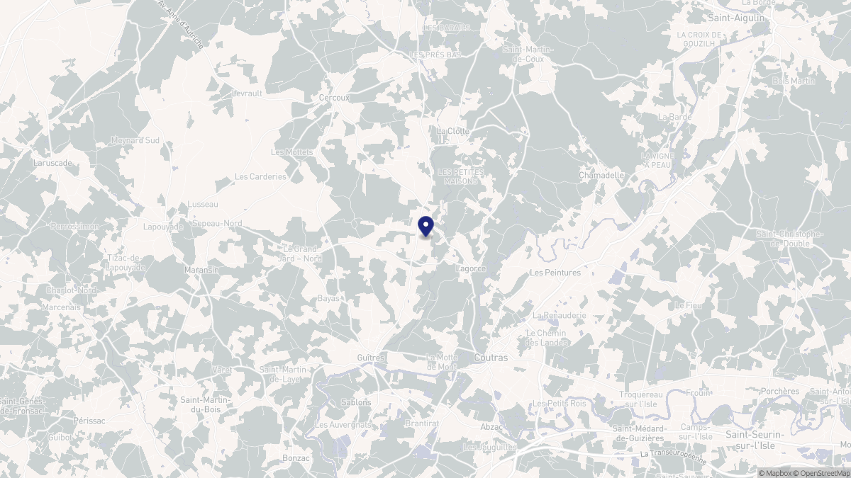 Aperçu cartographique de Lagorce, centré sur la commune