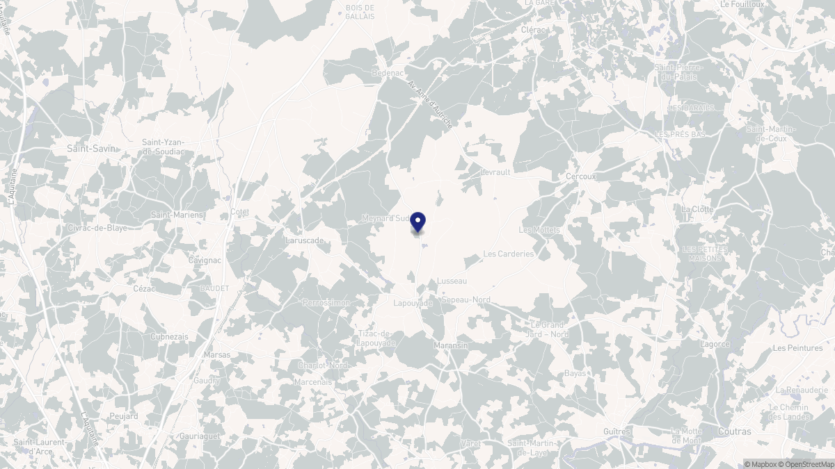 Aperçu cartographique de Lapouyade, centré sur la commune