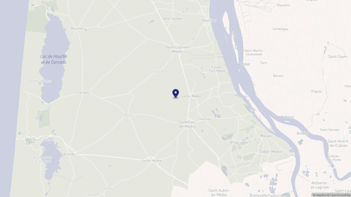 Aperçu cartographique de Listrac-Médoc, centré sur la commune