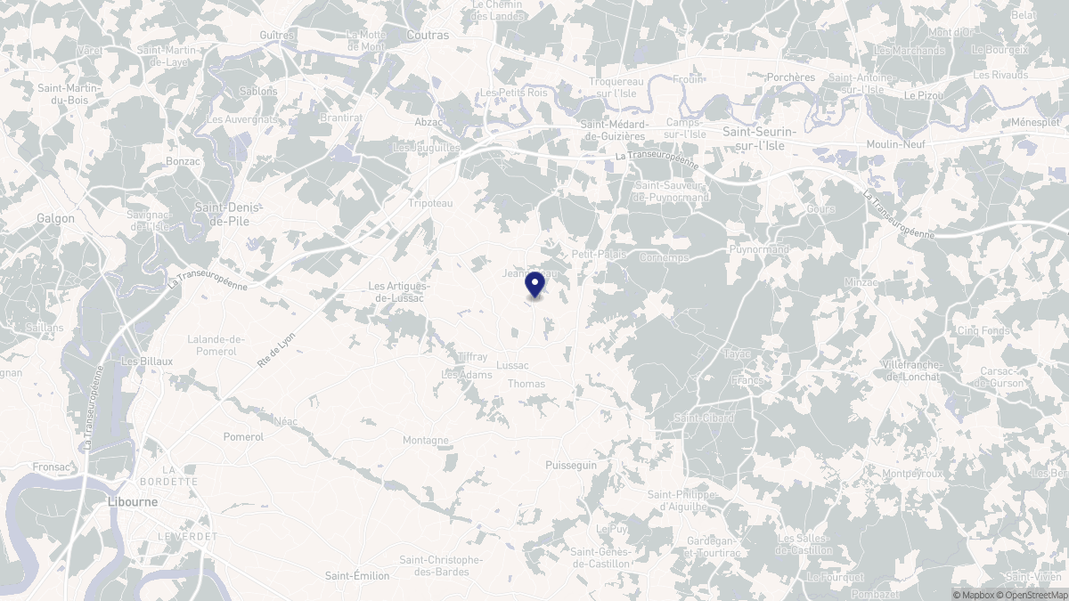 Aperçu cartographique de Lussac, centré sur la commune