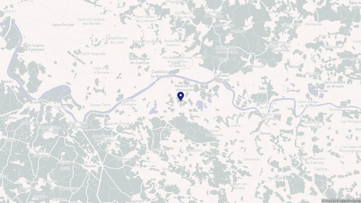 Aperçu cartographique de Mouliets-et-Villemartin, centré sur la commune