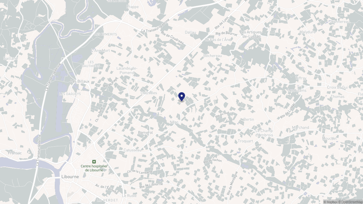 Aperçu cartographique de Néac, centré sur la commune