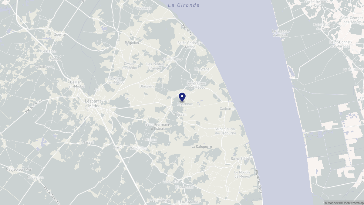 Aperçu cartographique de Ordonnac, centré sur la commune