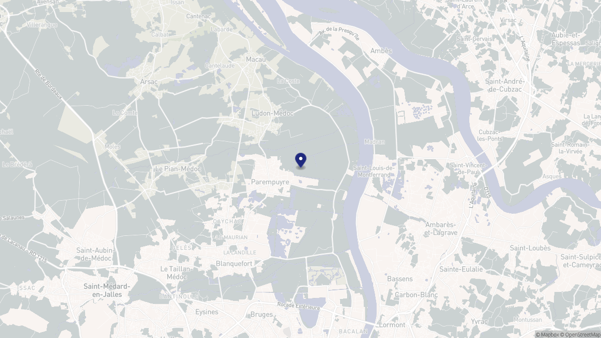 Aperçu cartographique de Parempuyre, centré sur la commune