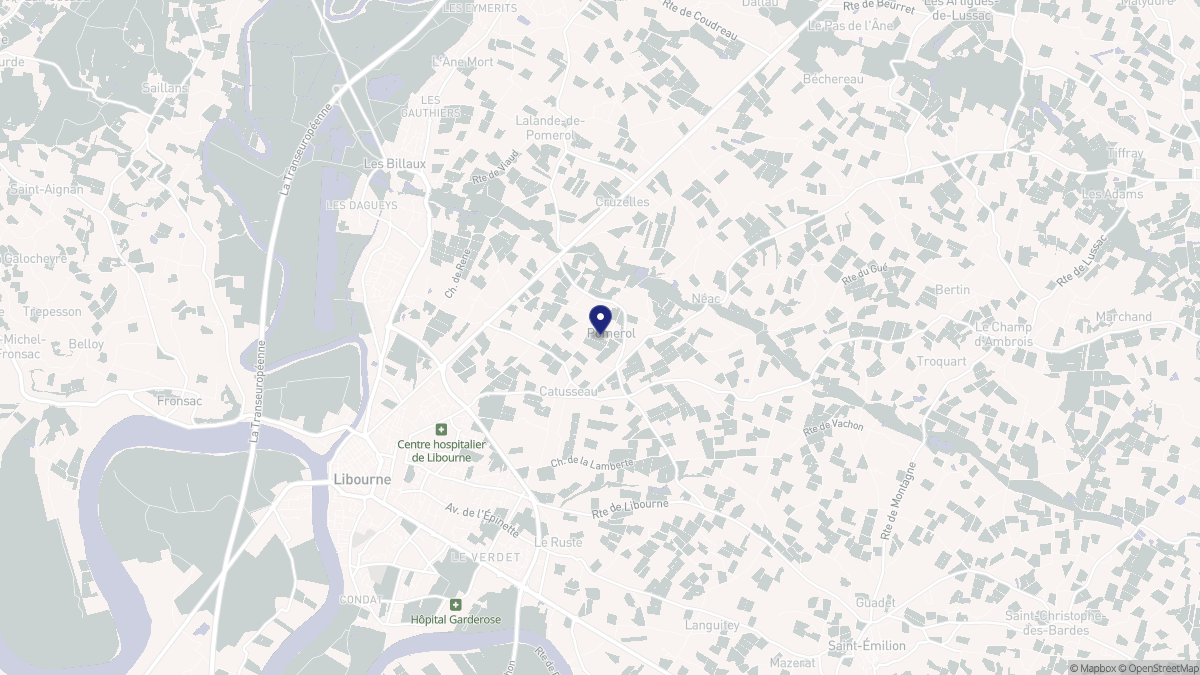 Aperçu cartographique de Pomerol, centré sur la commune