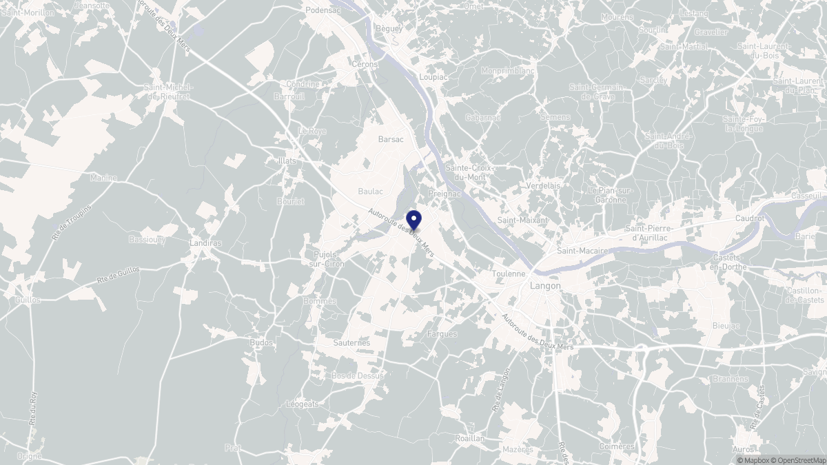 Aperçu cartographique de Preignac, centré sur la commune