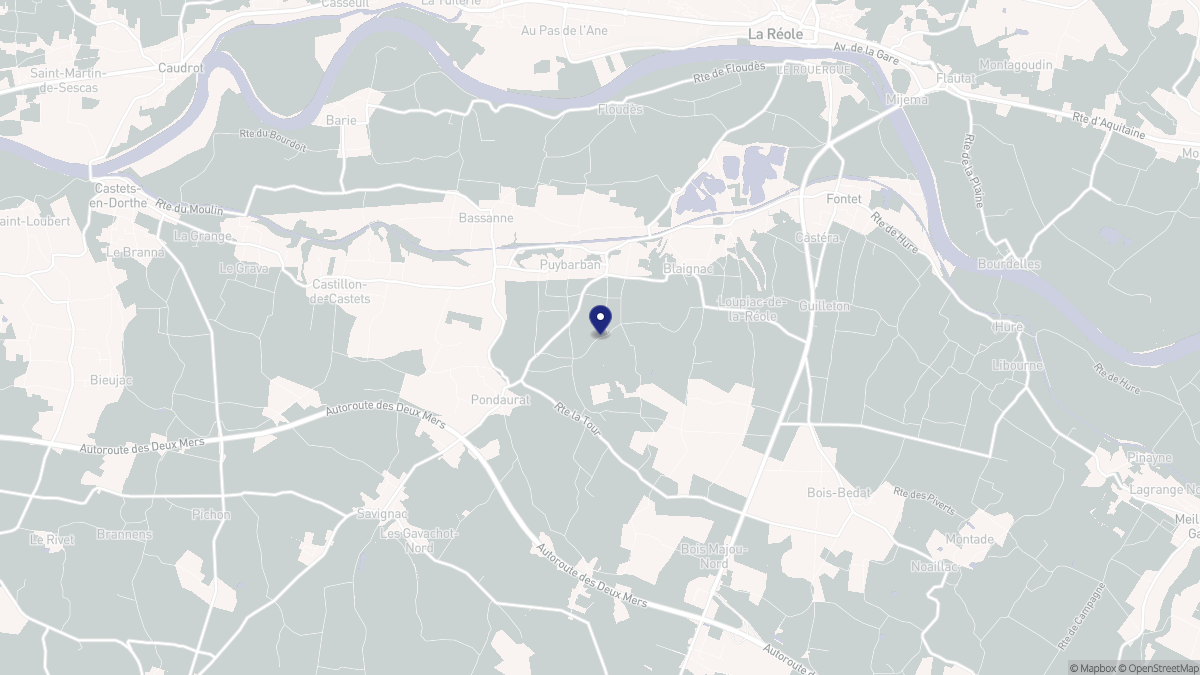 Aperçu cartographique de Puybarban, centré sur la commune