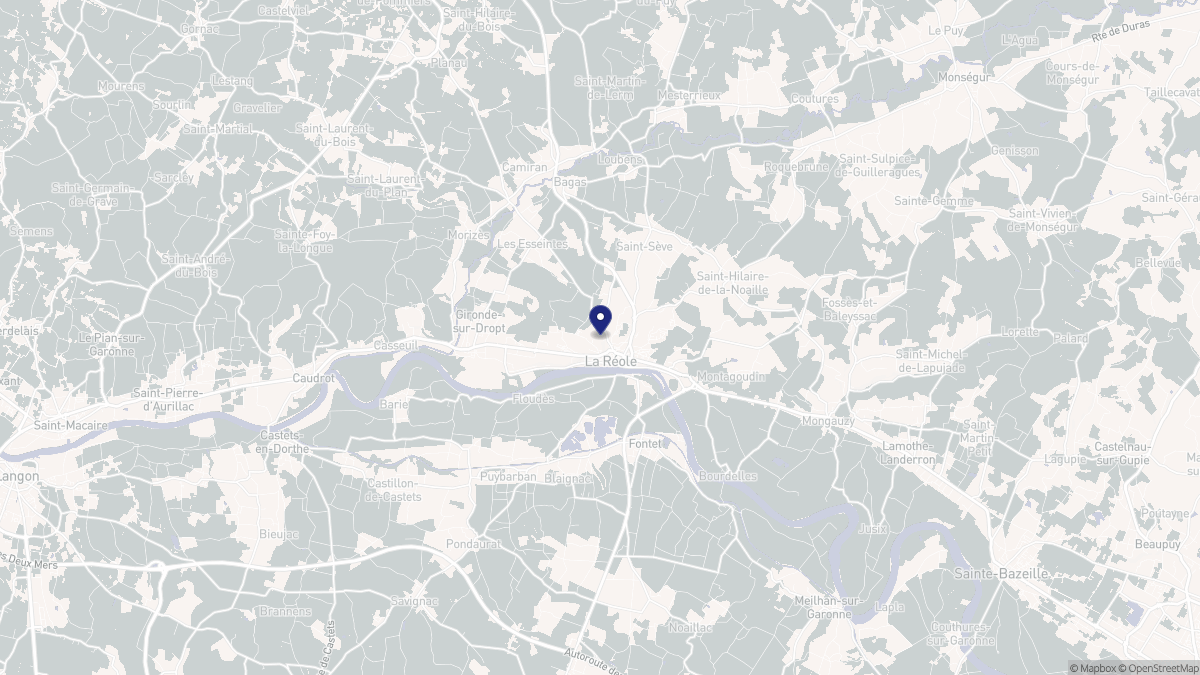 Aperçu cartographique de La Réole, centré sur la commune