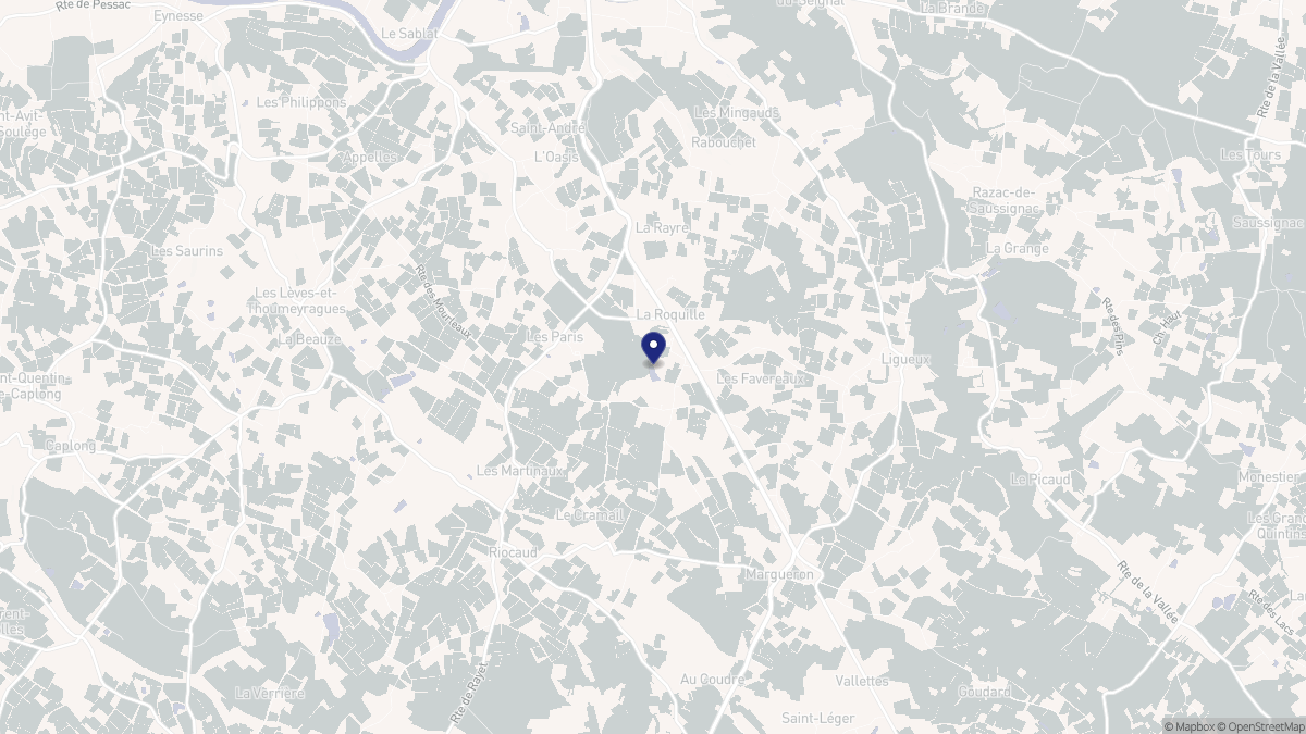 Aperçu cartographique de La Roquille, centré sur la commune