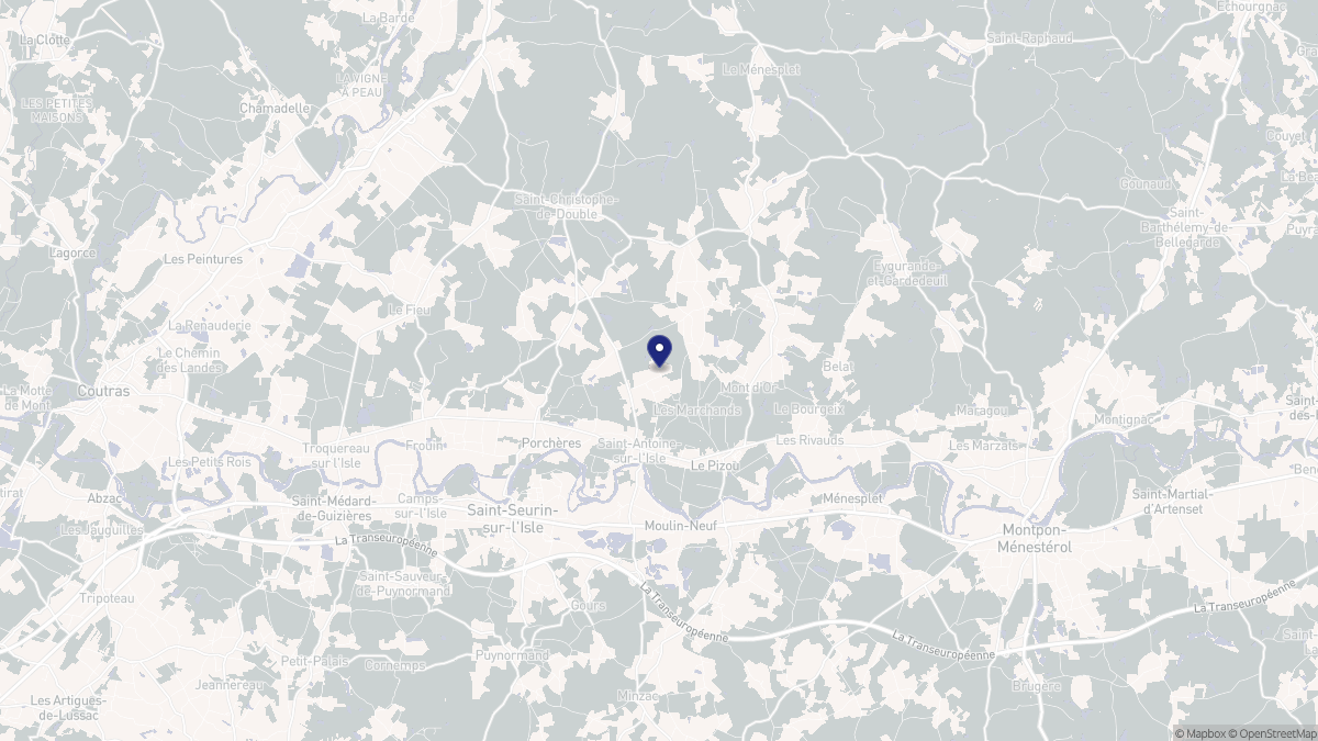 Aperçu cartographique de Saint-Antoine-sur-l'Isle, centré sur la commune