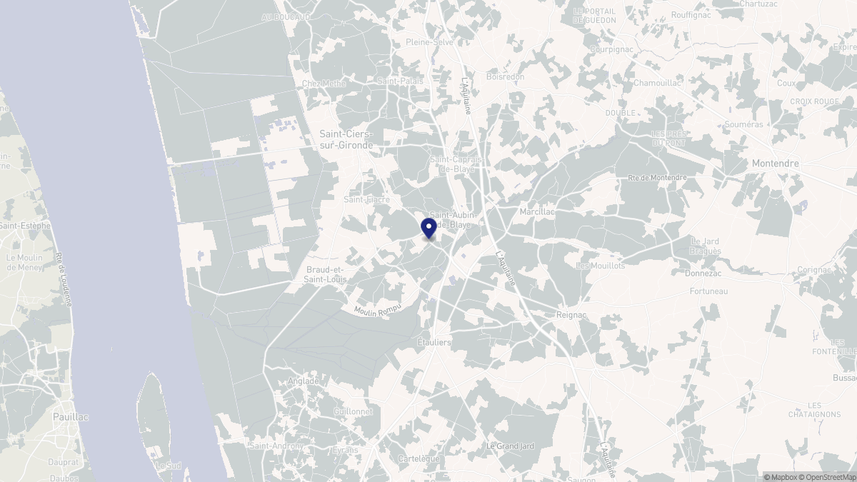 Aperçu cartographique de Saint-Aubin-de-Blaye, centré sur la commune