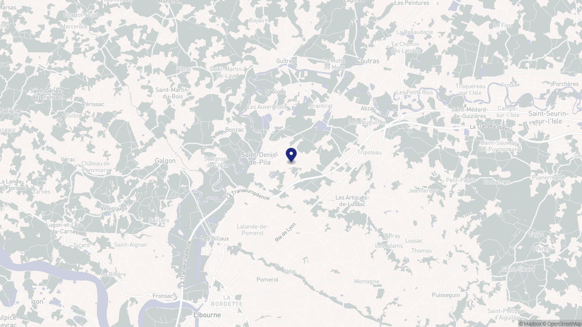 Aperçu cartographique de Saint-Denis-de-Pile, centré sur la commune