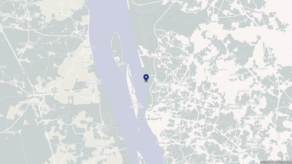 Aperçu cartographique de Saint-Genès-de-Blaye, centré sur la commune