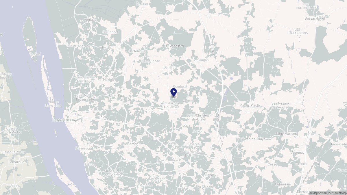 Aperçu cartographique de Saint-Girons-d'Aiguevives, centré sur la commune