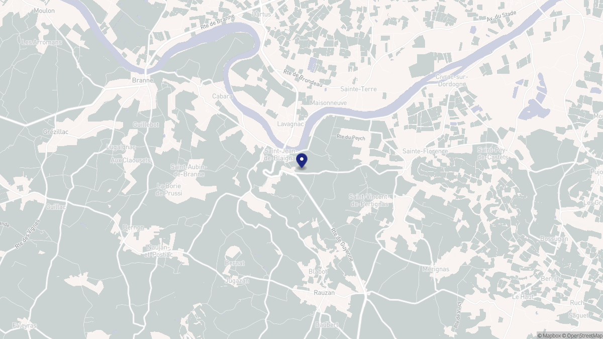 Aperçu cartographique de Saint-Jean-de-Blaignac, centré sur la commune