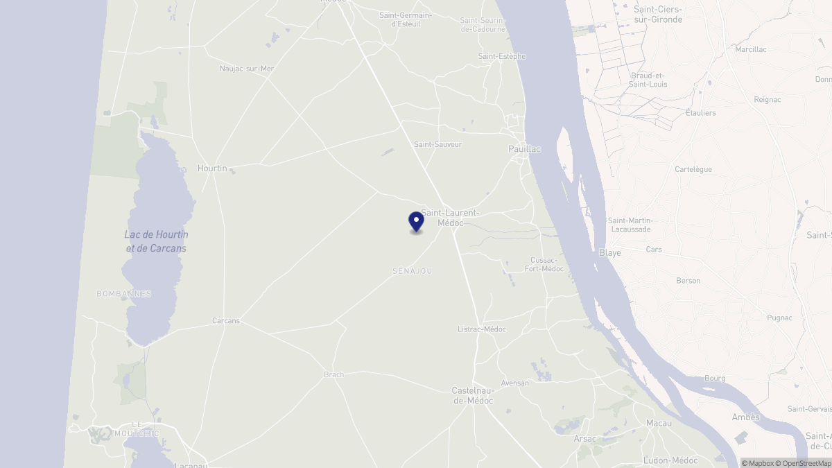Aperçu cartographique de Saint-Laurent-Médoc, centré sur la commune