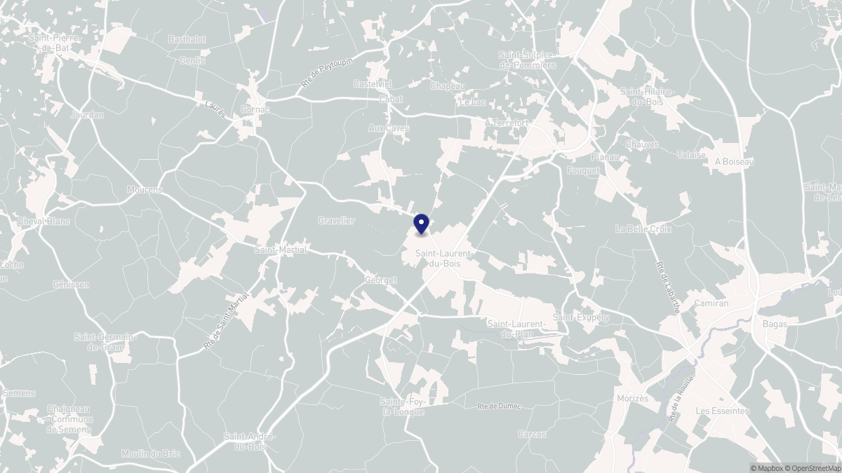 Aperçu cartographique de Saint-Laurent-du-Bois, centré sur la commune