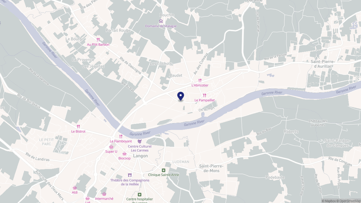 Aperçu cartographique de Saint-Macaire, centré sur la commune