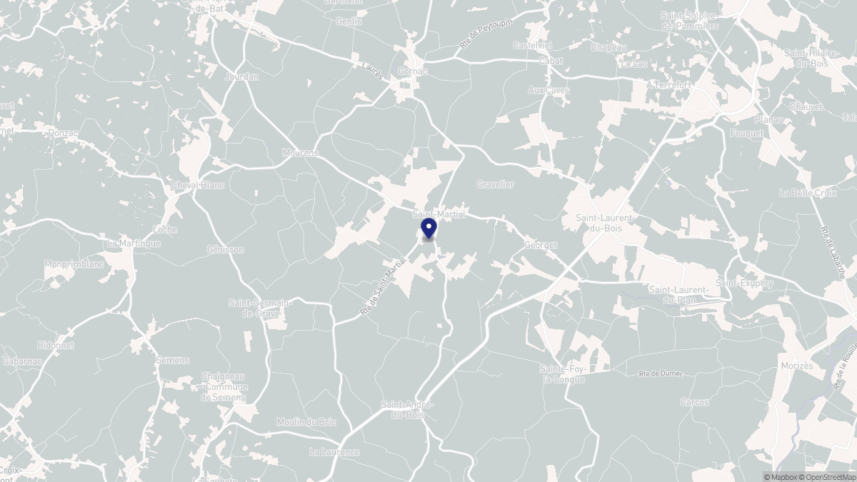 Aperçu cartographique de Saint-Martial, centré sur la commune