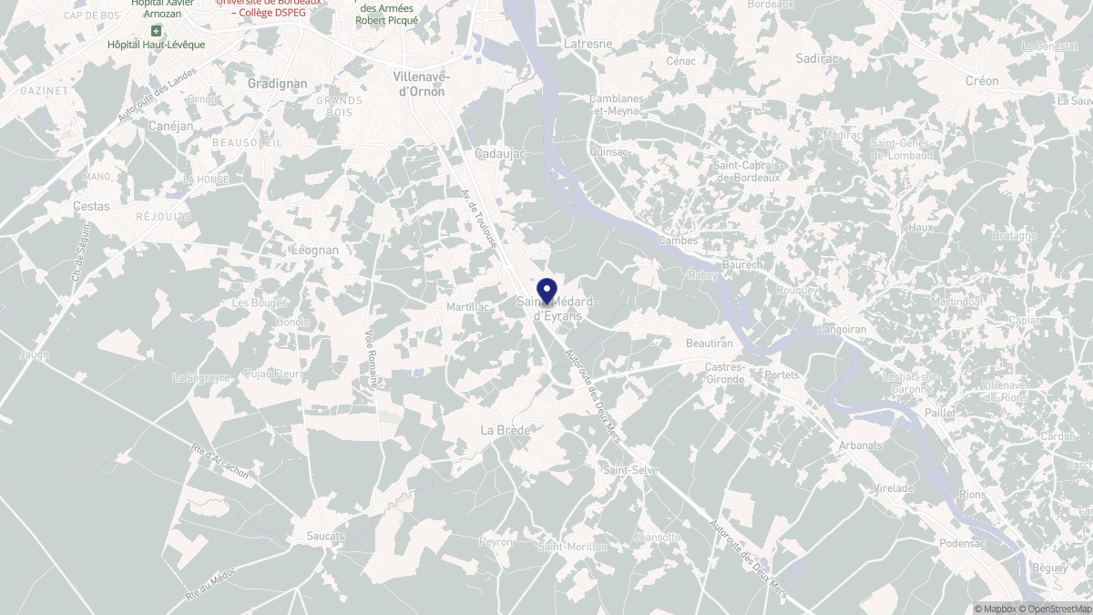 Aperçu cartographique de Saint-Médard-d'Eyrans, centré sur la commune