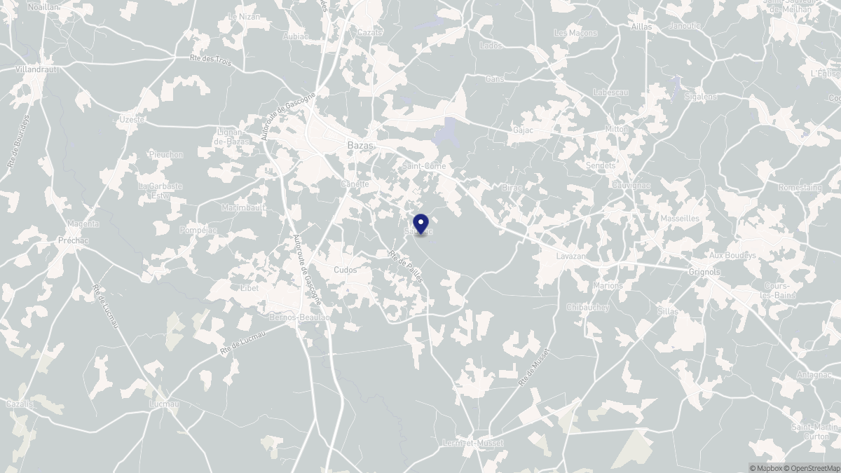Aperçu cartographique de Sauviac, centré sur la commune