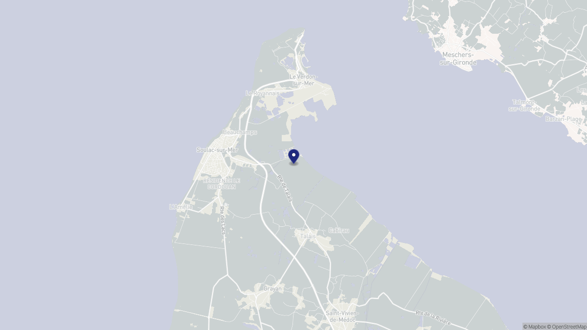 Aperçu cartographique de Soulac-sur-Mer, centré sur la commune
