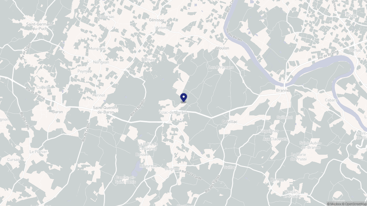 Aperçu cartographique de Tizac-de-Curton, centré sur la commune