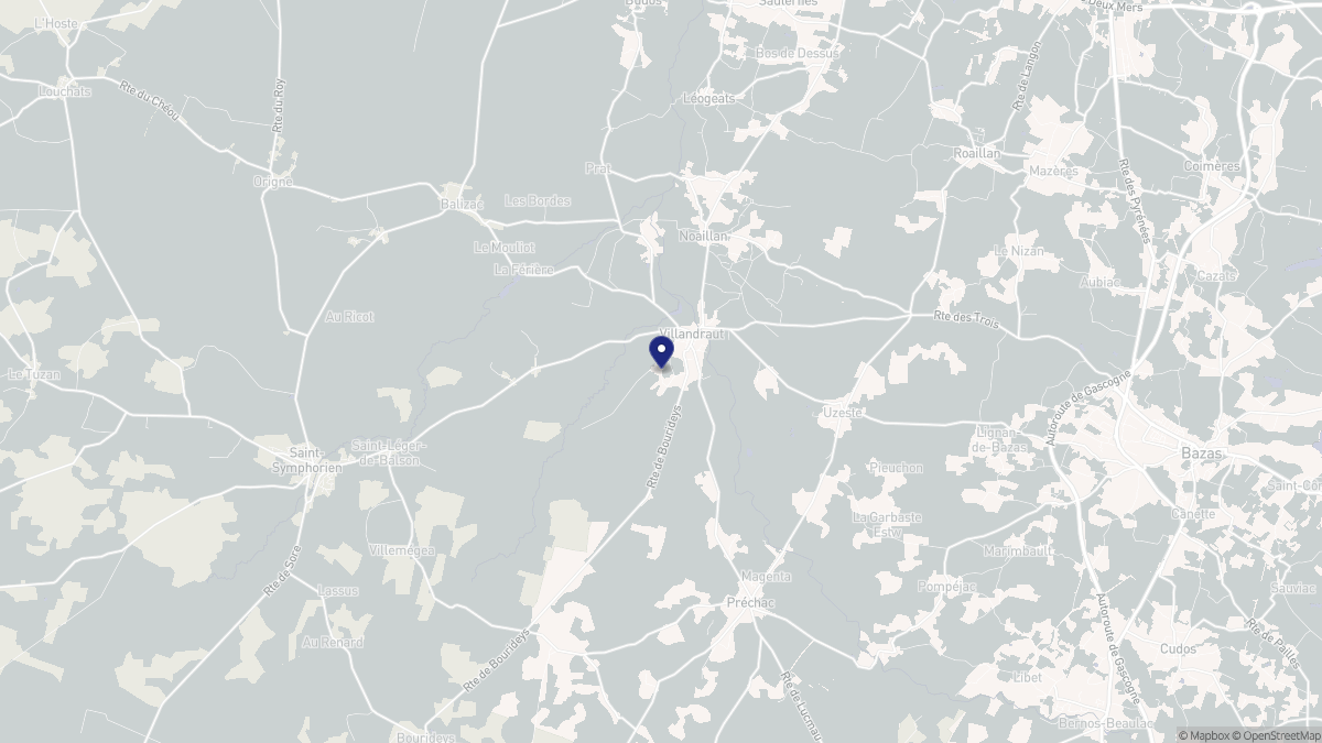 Aperçu cartographique de Villandraut, centré sur la commune